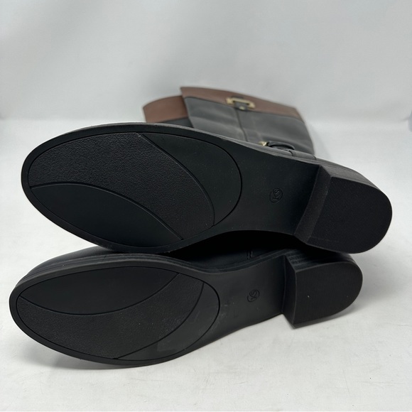 Karen Scott Deliee Round Toe Knee High Riding Boots Black Cognac Women 8.5 M NIB - Picture 5 of 8